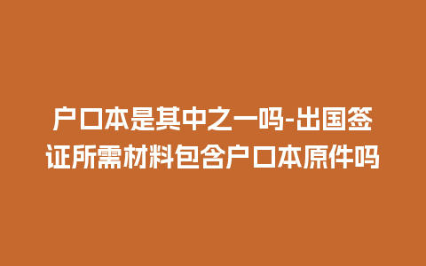 户口本是其中之一吗-出国签证所需材料包含户口本原件吗