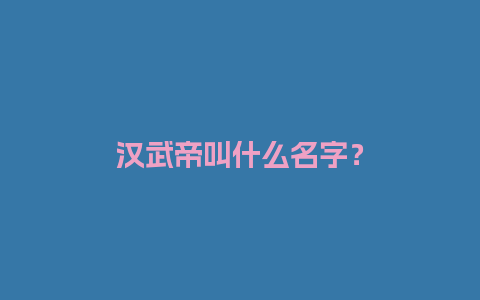 汉武帝叫什么名字？