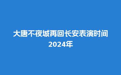 大唐不夜城再回长安表演时间2024年