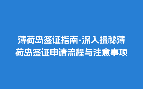 薄荷岛签证指南-深入探秘薄荷岛签证申请流程与注意事项