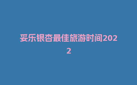 妥乐银杏最佳旅游时间2022