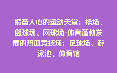 振奋人心的运动天堂：操场、篮球场、网球场-体育蓬勃发展的热血竞技场：足球场、游泳池、体育馆