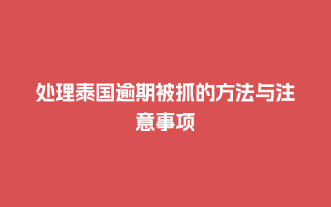 处理泰国逾期被抓的方法与注意事项